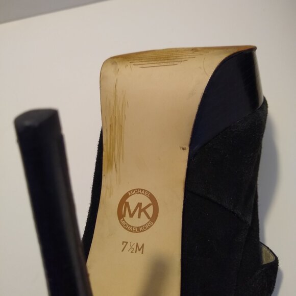 MICHAEL MICHAEL KORS Black Suede Peep Toe Stiletto Booties - Picture 6 of 6